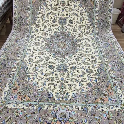 فرش دستباف کاشان 6 متری طرح اقبال متریال پشم ریز کاشان